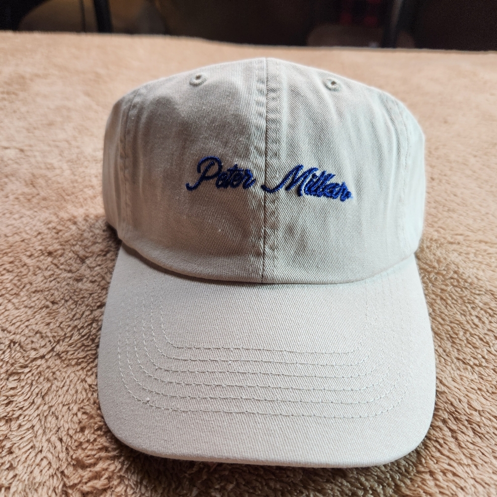 Peter Millar NWT Off-White Cap with Navy Embroidery One Size Fits All.
